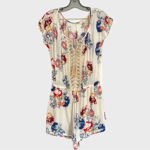 Lovestitch white floral short jumpsuit - size M - perfect condition